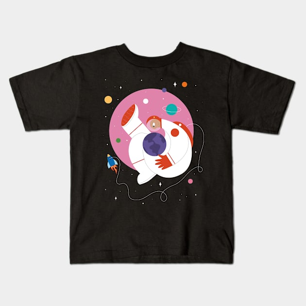 The astronaut Kids T-Shirt by damppstudio